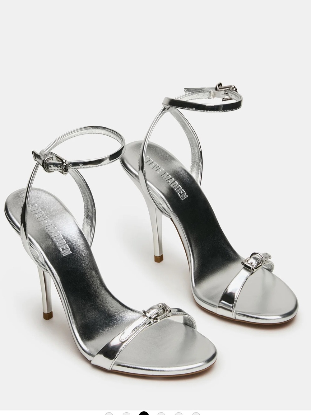 Steve Madden Metallic Silver Strappy Heel Sandals